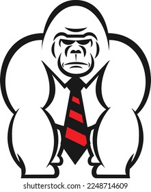 This gorilla is here on official business, just look at that red business tie.