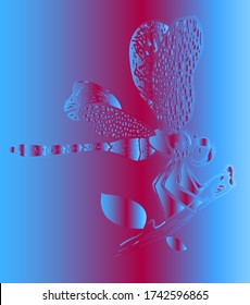 Das ist Gradientenblau und lila Illustration mit Libellen symbolisieren Sommer und geeignet für Druck, Web und Textilien.