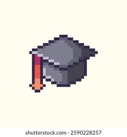 this is a graduate cap icon in pixel art with colorful color,this item good for presentations,stickers, icons, t shirt design,game asset,logo and project.