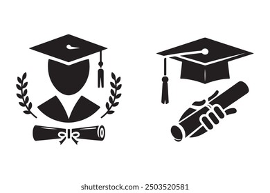 
Diese "Graduate Silhouette Vector Art" bietet eine zeitlose Illustration, die sich ideal für alle Graduierungsthemen eignet. Das Design verfügt über einen Absolventen in einem klassischen Mütze und Kleid.