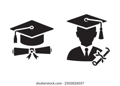 
This "Graduation Silhouette Vector" art illustration captures the essence of academic achievement and the pride of graduation.