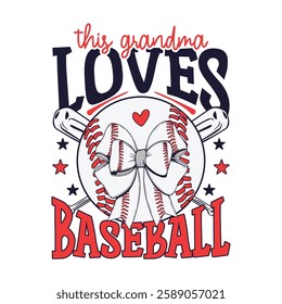 This grandma loves baseball bow design, Baseball lover baseball season bow design