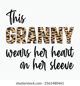 This granny wears her heart on her sleeve retro t shirt design