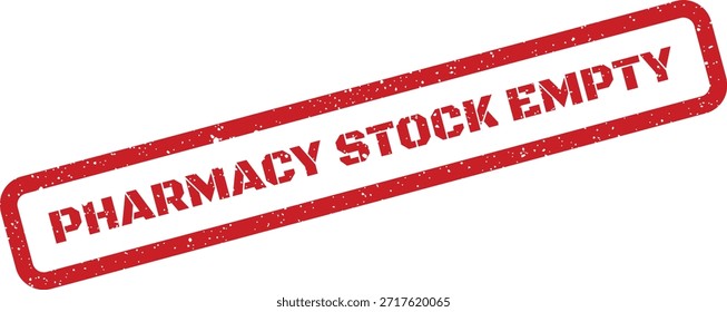 Este gráfico representa un sello de goma desgastado que indica un stock de farmacia vacío. Útil para ilustrar los problemas de la cadena de suministro o la gestión de inventarios médicos.