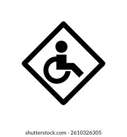 This graphic features a black and white vector illustration of the accessibility symbol, representing support for individuals with disabilities. The design emphasizes inclusion.