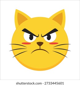 Este gráfico presenta la cara de un gato de dibujos animados con una expresión distintivamente enojada. su pelaje amarillo, cejas oscuras y una boca caída transmiten un fuerte desagrado y frustración.
