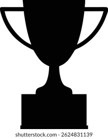 Este gráfico presenta una clásica silueta de trofeo negro colocada centralmente sobre un fondo blanco, perfecta para transmitir la victoria y el éxito en varios contextos.