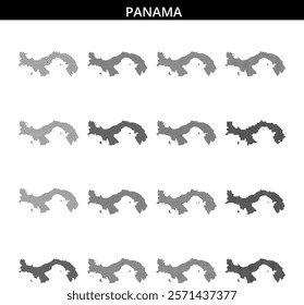 This graphic features a dotted representation of Panama's map, showcasing its distinctive shape with a simple, modern aesthetic.