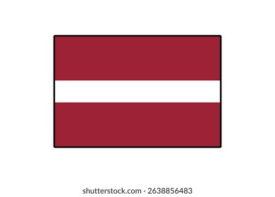 This graphic features the flag of Latvia, showcasing its distinct maroon and white colors. The design symbolizes Latvian identity and heritage, often displayed during national events.