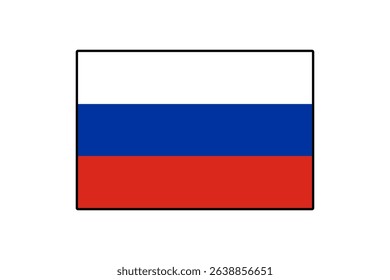 This graphic features the flag of Russia, showcasing its distinctive three horizontal stripes in white, blue, and red, symbolizing the country's heritage and identity.