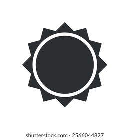 This graphic features a minimalist sun icon with rays radiating outward. It symbolizes brightness, warmth, and outdoor activities, perfect for designs related to summer or solar energy.