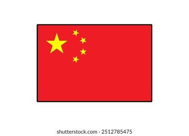 Diese Grafik zeigt die Nationalflagge Chinas, die einen roten Hintergrund mit fünf gelben Sternen zeigt, die die Einheit der chinesischen Nation unter der Kommunistischen Partei repräsentieren.