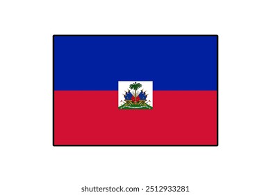 This graphic features the national flag of Haiti, showcasing its blue and red color scheme with a central coat of arms. The flag symbolizes Haiti's heritage and pride.