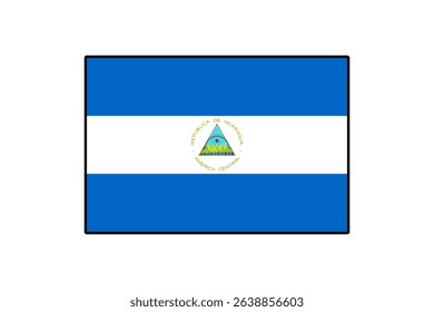 This graphic features the national flag of Nicaragua, showcasing its blue and white stripes with a central coat of arms. The design reflects the country's identity and cultural significance.