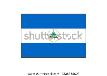This graphic features the national flag of Nicaragua, showcasing its blue and white stripes with a central coat of arms. The design reflects the country's identity and cultural significance.