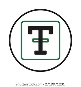 Este gráfico apresenta uma carta proeminente dentro de um quadrado e círculo contrastantes, oferecendo uma identidade visual limpa e moderna adequada para várias marcas e aplicações corporativas. É