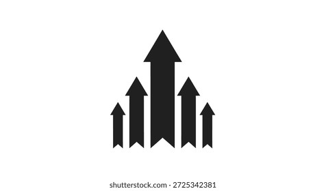 Este gráfico presenta varias flechas apuntando hacia arriba, con la flecha central más alta que las otras. La Imagen simboliza crecimiento, éxito y dirección positiva. Se puede utilizar en presentaciones,