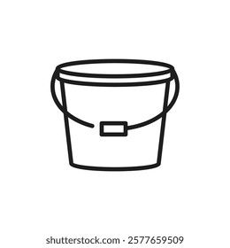 This graphic features a straightforward yet informative outline of a construction bucket, which serves as an excellent representation for various renovation and construction tasks in an effective way