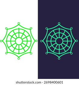 Este gráfico apresenta um design simétrico com um padrão circular e um fundo contrastante, perfeito para várias aplicações