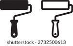 This graphic features two distinct paint rollers, presented in a bold black-and-white style. The rollers have ergonomic handles and varying roller cover lengths for different painting applications. high-quality professional detailed modern elegant stylish clean crisp