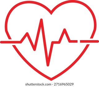 Este gráfico apresenta um contorno de coração vermelho vibrante, perfeitamente integrado com uma linha de batimento cardíaco. É uma forte representação visual da saúde, da vida e dos ritmos vitais dentro do corpo.