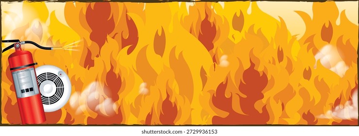 This graphic illustrates essential fire safety procedures, demonstrating the correct way to use a fire extinguisher to control to blow. It highlights the P.A.S.S. method—Pull the pin, Aim at the base of the Squeeze the handle, and Sweep side to side—while emphasizing the importance of maintaining a safe distance. The illustration is designed for fire safety education, workplace training, emergency preparedness programs, and public awareness campaigns, reinforcing the need for readily available fire extinguishers and smoke alarms.