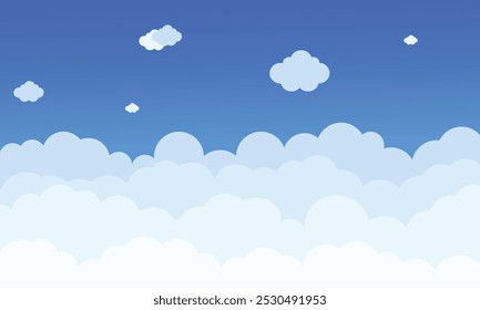 Esta ilustración gráfica presenta un cielo azul sereno con suaves nubes blancas, perfecto para fondos, Diseño web o proyectos de temática natural. Escalable y personalizable para uso digital e impreso.