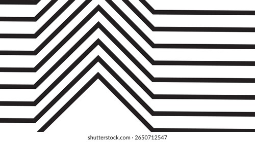 This graphic image features a series of bold, dark black lines forming sharp, angular shapes against a clean white backdrop, creating a visually striking and modern pattern that grabs the eye