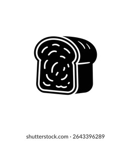 Esta Imagen gráfica muestra un diseño minimalista en blanco y negro de una rebanada de pan, con un interior visible y texturizado que se asemeja a su miga.