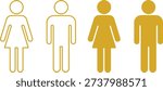 This graphic presents a comprehensive set of four distinct human gender icons, meticulously designed for clarity and universal recognition. It includes both a female and a male figure, each rendered in two styles: a clean, minimalist outline and a bold, solid silhouette. These versatile pictograms are perfect for a myriad of applications, such as indicating public restrooms, creating user profile avatars, representing demographic data in reports, or signifying human presence in various informational contexts. The simple black-and-white color scheme enhances readability and adaptability across different platforms and designs, making it an essential visual asset for web developers, graphic designers, and anyone needing clear, concise, and inclusive human representation.