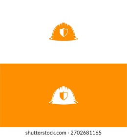 Este gráfico presenta un diseño de casco de seguridad de construcción minimalista con un emblema de escudo. 