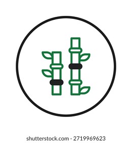 Este gráfico presenta estilizados tallos de bambú dentro de un círculo. Su enfoque minimalista transmite frescura y crecimiento natural, adecuado para el bienestar, la conciencia ecológica o diseños que necesitan ser simples