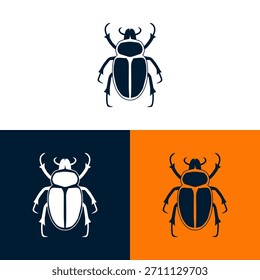 This graphic presents a stylized beetle in several color variations. It showcases a minimalist design with solid colors and clean lines. The composition suggests potential use in various design projects. The illustration might be suitable for marketing materials, educational resources, or visual communication.