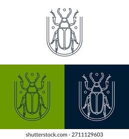 Este gráfico presenta un diseño estilizado de insectos, mostrando líneas finas y composición simétrica. La obra de arte presenta al insecto dentro de un marco abstracto, sobre tres fondos distintos. El estilo utiliza una estética limpia y moderna con un enfoque en el diseño de Vector, adecuado para varios Usos comerciales.