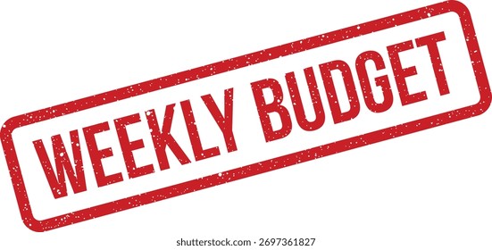 This graphic presents a textured weekly budget stamp for financial document marking. Ideal for illustrating fiscal planning or expense tracking.