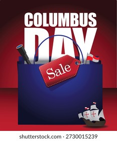 This graphic promotes a Columbus Day Sale, highlighting the U.S. federal holiday observed on the second Monday of October. It commemorates Christopher Columbus’s arrival in the Americas and features sale and promotional messaging for retail events.