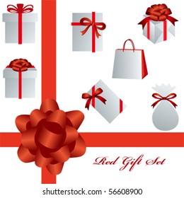 This graphic is red gift package?set. Illustration vector.