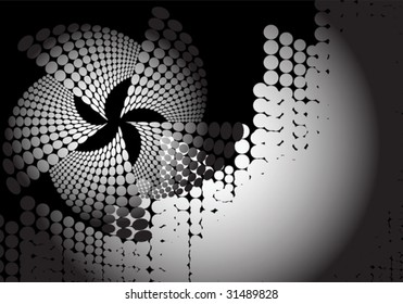 This is graphic representation of two spheres on a black background