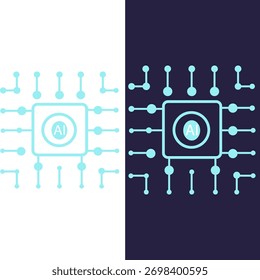 Diese Grafik stellt die KI-Technologie und ihre Integration in moderne Computersysteme und digitale Netzwerke dar