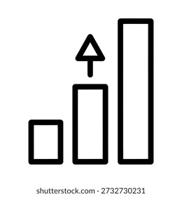 This graphic represents a rising bar chart showing a trend of progress and financial growth with an upward pointing arrow symbolizing success and positive direction for business or economic indicators