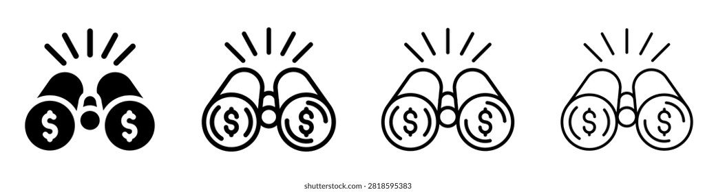 This graphic represents searching for financial opportunities or investment prospects with a clear focus on monetary gain