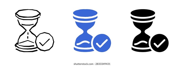 This graphic represents the successful completion of a task or process within a given timeframe, often used in digital interfaces