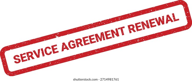 Este gráfico muestra un sello de goma rojo con una textura grunge, con el texto "Renovación de Acuerdo de servicio". Ideal para contratos o Actualizar de Suscripción.