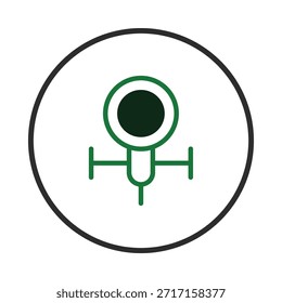 Este gráfico muestra un elemento estilizado centrado dentro de un borde circular. El diseño es limpio, moderno y visualmente atractivo, por lo que es adecuado para diversas aplicaciones. Podría representar un