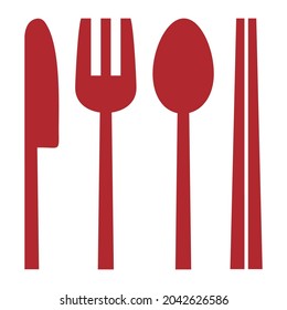 This graphic shows cutlery in a simple shape.