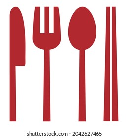 This graphic shows cutlery in a simple shape.