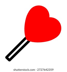 Este gráfico muestra un icono de corazón rojo vibrante unido a un palo diagonal. El diseño es minimalista con gruesos contornos negros, creando un aspecto moderno y llamativo para cualquier proyecto.
