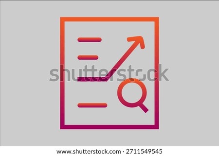 This graphic symbolizes detailed research, performance review, careful analysis, or investigating a successful trend. The entire graphic is rendered in a gradient color scheme.