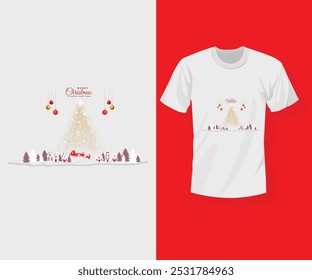 This graphic T-shirt design for Christmas and New Year's blends a contemporary style with a joyful charm.
