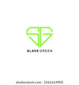 This is a green diamond-shaped SG letter logo, suitable for company logos for vegetable shops, shoe brands, clothes, fabrics, convections, garments, cameras, books, glasses, children's toys and others